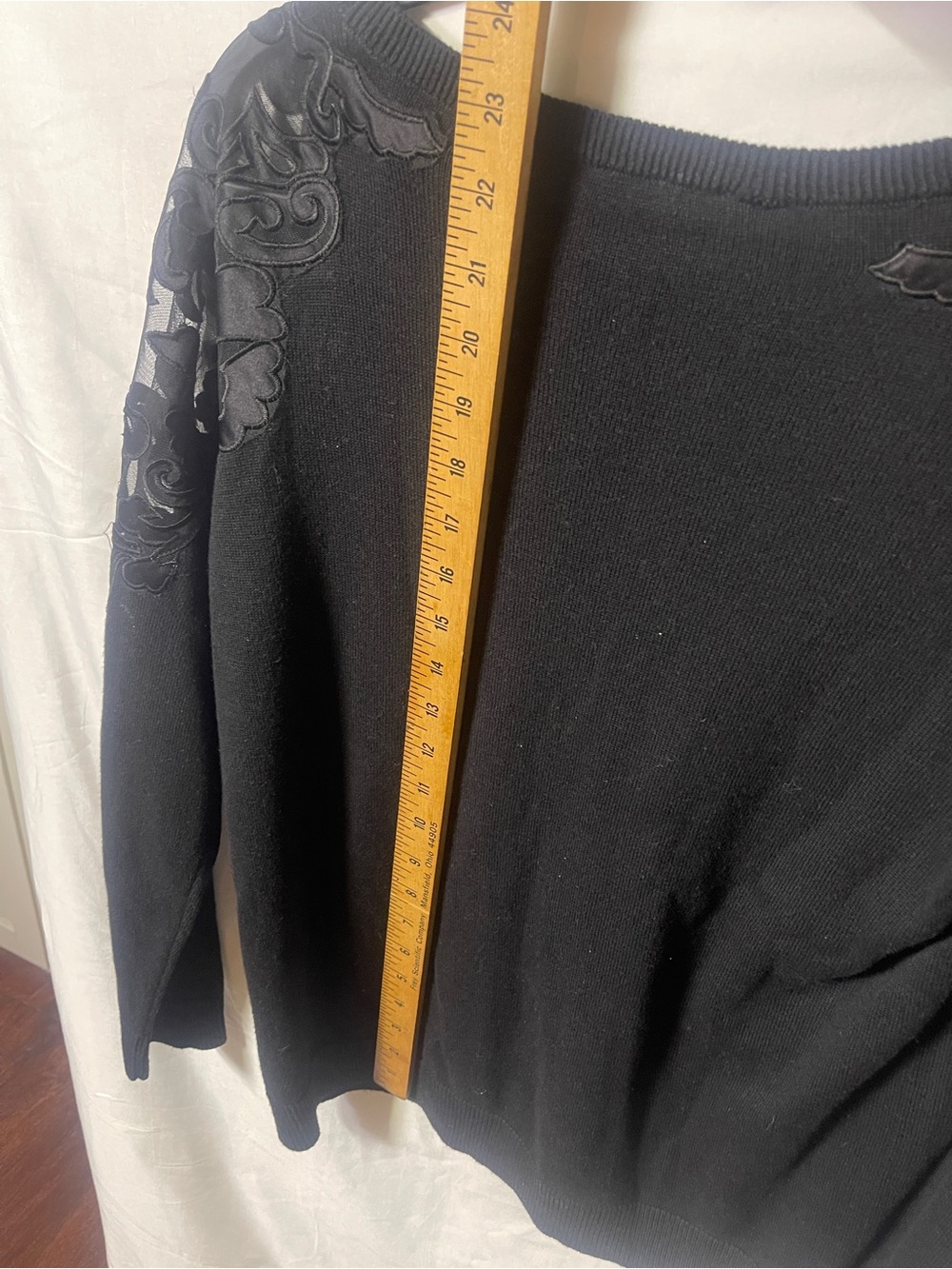 INC black sweater sheer floral appliqué - Picture 14 of 15